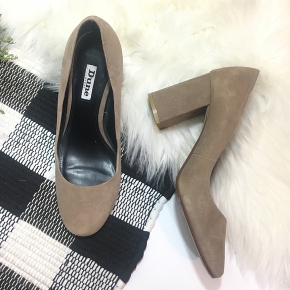 Dune London abelle block suede camel heeled pump - Picture 2 of 5